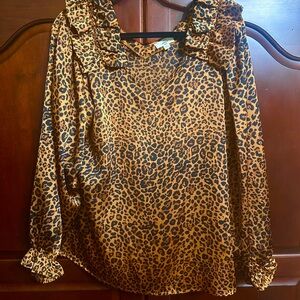 Leopard Print Ruffle Blouse